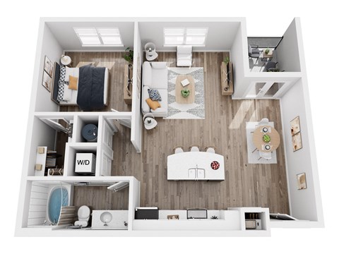 a 2 bedroom floor plan with a bathroom and a living room